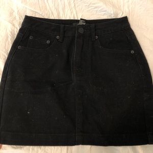 Black denim skirt